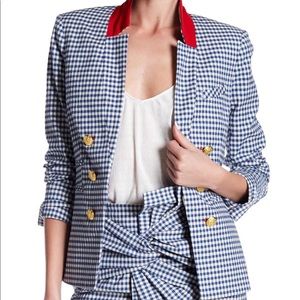 Veronica Beard  Large Lapel Gingham Print Jacket